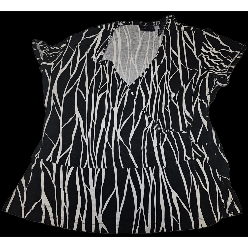 New York and Company Top Zebra Print Vintage XL V-Neck